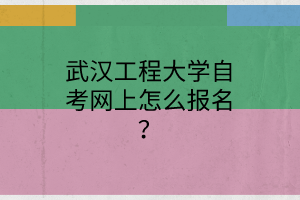 武汉工程大学自考网上怎么报名？