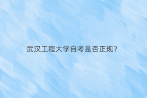 武汉工程大学自考是否正规?