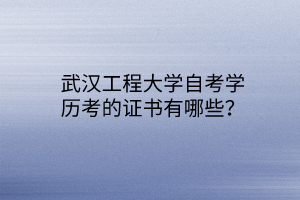 武汉工程大学自考学历考的证书有哪些？